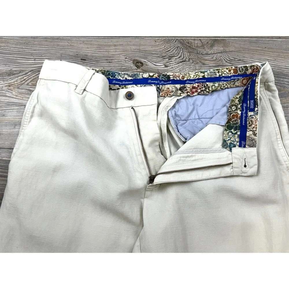 Tommy Bahama Linen/Lyocell Pants 35x32 FITS 35/31 Beige Relaxed Fit Beach Casual